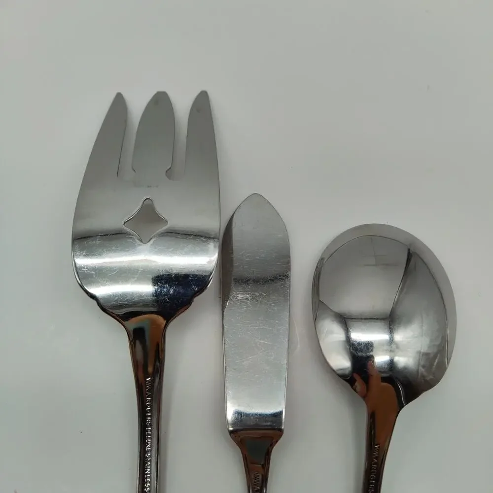 3X Serving Oneida Wm Rogers Mansfield Amadeus Fork Spreader Spoon Stainless